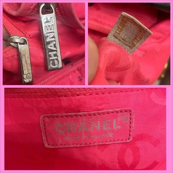 ❤️TRADED❤️Chanel Black cambon shopper tote pink silver dyed painted - Picture 9 of 13